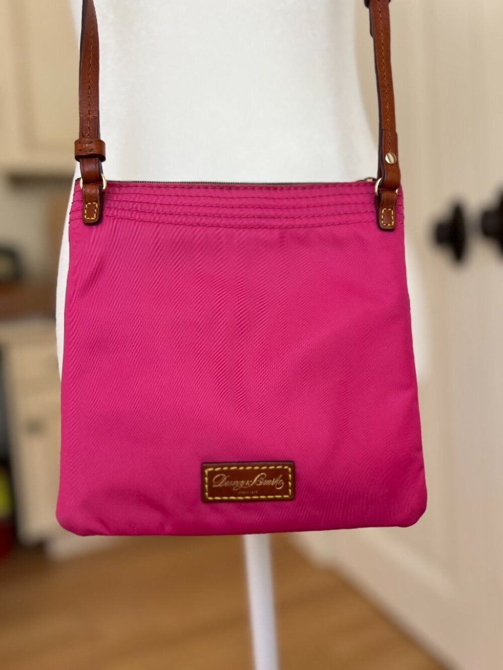 Dooney & Bourke Triple Zip Pink Nylon Crossbody Bag - Picture 4 of 7